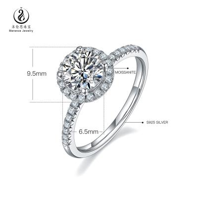 China White Anniversary Merence Jewelry 1ct 6.5mm D Color VVS Moissanite Classic Stone Design Round Silver Engagement Ring For Gift Jewelry 925 for sale