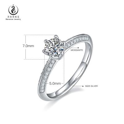 China Anniversary Supplier Jewelry Design Customized Wedding Engagement Ring 1 Carat 6.5mm Moissanite Stone 925 Silver Halo Ring for sale