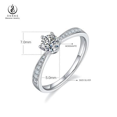 China Wuzhou Merence Jewelry Wholesale Price Moissanite Ring S925 Wedding 2022 Anniversary Ring With Certification 1ct 18k 925 Sterling Silver for sale