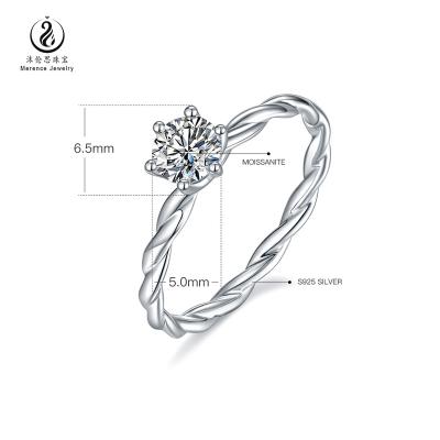 China Silver Wedding Ring With Anniversary Wuzhou Merence Jewelry D Color VVS Cirrus Shape Moissanite Ring S925 Certification for sale