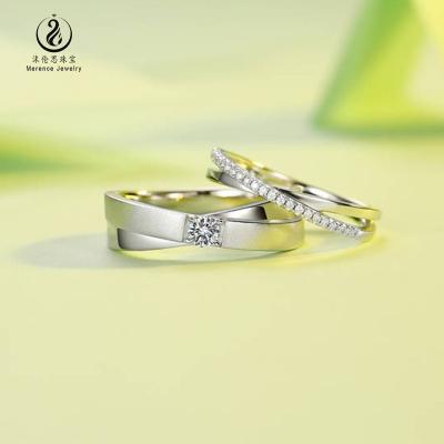 China Wuzhou Merence Jewelry Couples Moissanite Lovers Anniversary 925 Sterling Silver Wedding Rings With GRA Certification for sale