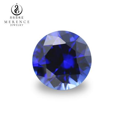 China Jewelry Making Merence Jewelry Factory Dierct Sale Bule Sapphire Round Synthetic Blue Corundum Loose Gemstone 34# Blue Corundum for sale