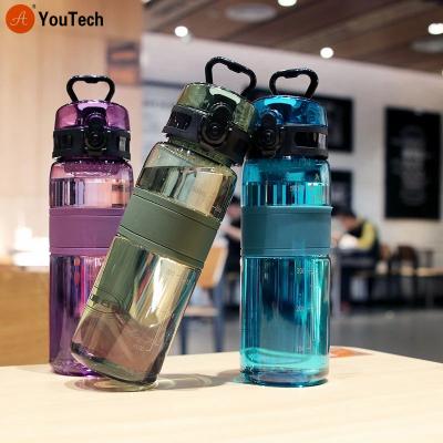 China Portable Water Bottle Kettle Stocked Outdoor Sports Bottle Bounce Water Cup Student With Handle Cup Plastic Fitness Drinking Tool for sale