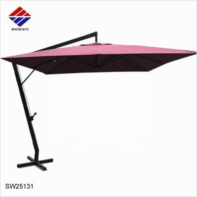 China Modern Quality Aluminum Hanging Umbrella with Crank Opening for Outdoor Restaurant Hotel Cafe Cafe Beer Garden for sale