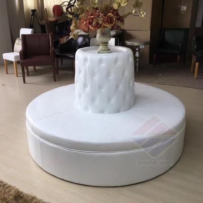 China Leather sofa bed quality round sofa seat with back rest for nightclub restaurant ktv cafeteria hotel furniture waiting seat for sale