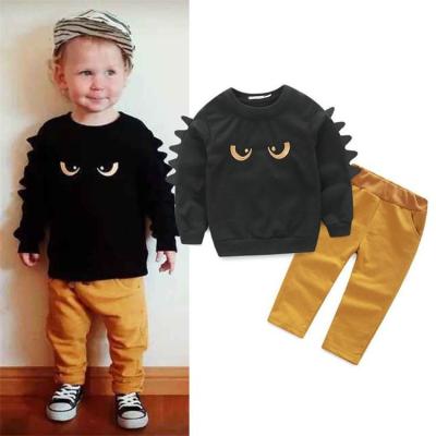 China Autumn Winter Children's Cartoon Sweater Costume Monster Cotton Round Neck Casual Little Baby Boy Dress 2 Piece Set for sale