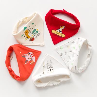 China Portable Pure Cotton Double Button Triangle Scarf Newborn Children Printing Striped Headband Bib for sale