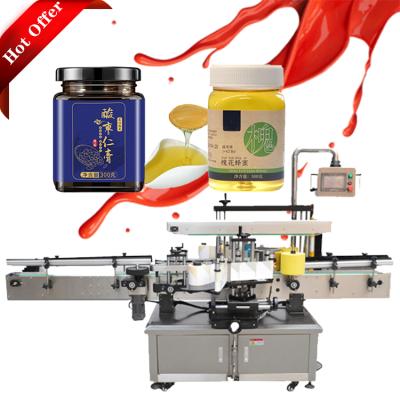 China Automatic Double Side Glass Bottle Sticker Flat Food Round Square Plastic Adhesive Labeling Machine Price for sale