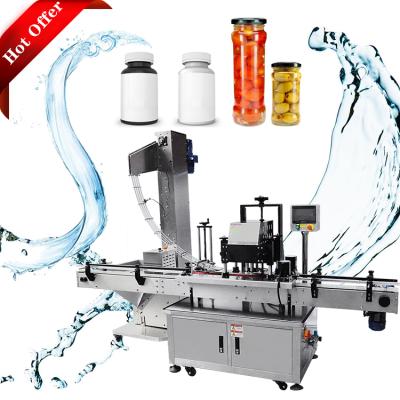 China Automatic Plastic Beverage Bottle / Glass Jar Capping Machine With Lifting Machine for sale