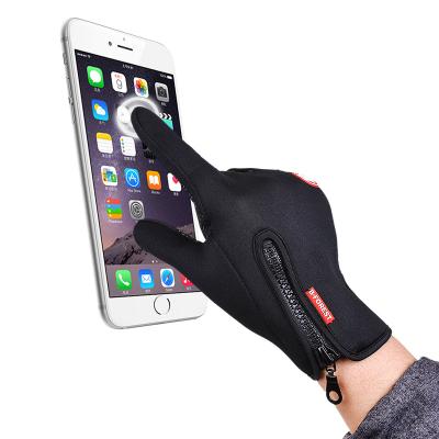 China High Grade Sensitive Sports Touch Screen Fleece Glove Outdoor Sports Zipper Cloth Riding Bike Cycling Glove Warm Windproof Glove for sale