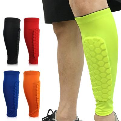 China Shin Guard Honeycomb Elastic Hexagon Foam Block Sports Safety Crash Anti-Collision Leg Guard Honeycomb Light Breathable Shin Pad for sale