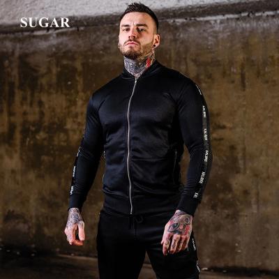 China New Design Custom Logo Men Tracksuit Pieces Sweatshirt Jacket+pants Fitness Sweat Suits Zipper Stripe Breathable Jackets Two Set Gym Men for sale