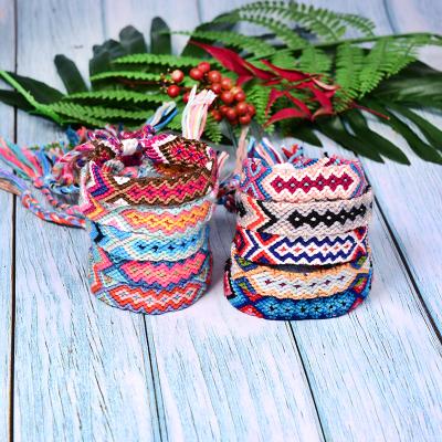 China 10Pcs Woven Wrap Friendship Bracelet TRENDY Braided Women Fashion Lace Up Wave Charm Pulseras Chic Mujer for sale