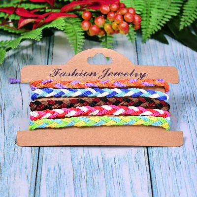 China Trendy Bohemian Chic Women Woven Pulseras Waterproof Fashion Mujer Wax 5Pcs Wave Rope Bracelet TRENDY Friendship for sale