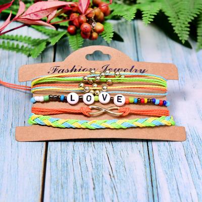 China 4Pcs Charm TRENDY Bohemian Waterproof Bracelet For Women Letter Bohemian Fashion Pulseras Chic Trendy Endless Friendship Mujer for sale