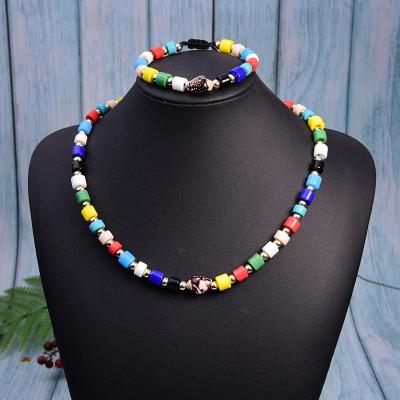 China FASHIONABLE Colorful Beads Scarf For Women Chic Handmade Bohemian Shell Necklace Bracelet Jewelry Set Pulseras Femme for sale