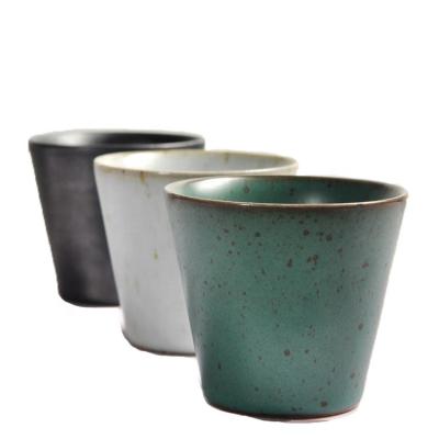 China Creative Antique Stoneware Black Color Disposable Personalized Japanese Tea Cup For Gifts for sale