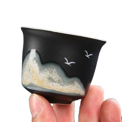 China 70ml Black Disposable Retro Mini Handmade Chinese Tea Cup for sale