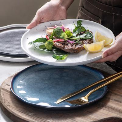 China New Fashion Stone Pattern Disposable Steak Plate 7.5 Inch Ceramic Pasta Dinnerware for sale