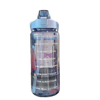 China 2000Ml Sustainable Water Bottle For Female Students Portable Handle Sports Belt Scale Transparent Plastic Water Cup for sale