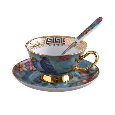 China 200ml Disposable English Floral Bone China Tea Cup And Saucer England for sale