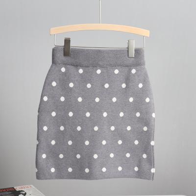 China Autumn Winter Women Skirts High Polk Dot Long Knitted Sweater Skirt for sale