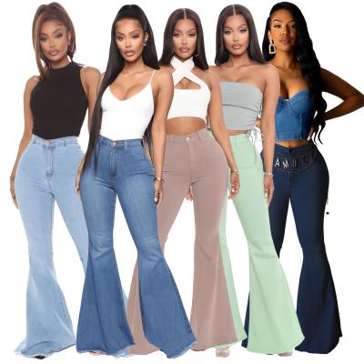 China Breathable Women High Waist Jeans Ladies Slim Stretch Skinny Flare Pants Long Pants Pour Femme for sale