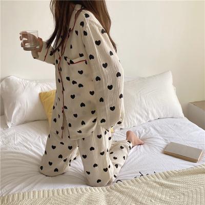 China Love Printing Breathable Pajamas For Women Cotton Winter Pajamas Home Clothes Warm Pajamas Sleepwear Set Piece Wear for sale