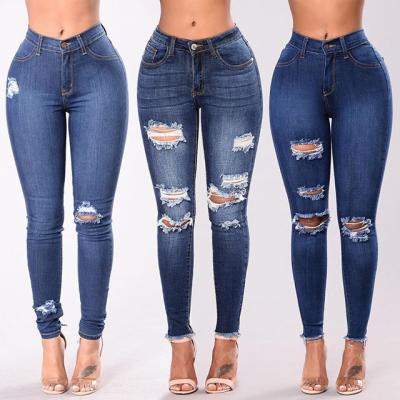 China 2021 breathable new fashion ripped jeans for women stretch thin street pencil denim casual fashionable pants S-3XL pants good quality for sale