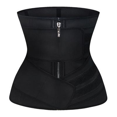 China Steel Boned Waist Cincher Shaper 9 Viable Latex Waist Trainer Zipper And Hooks Body Shapewear Firm Stomach Slimming Belt Double Straps for sale