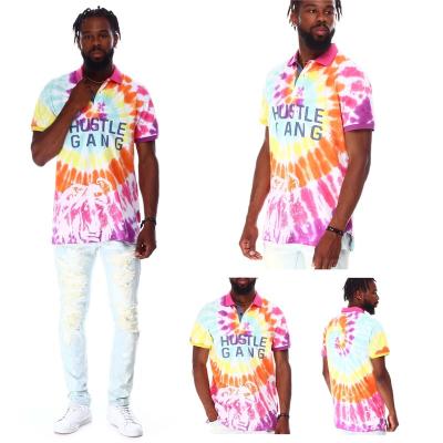 China 2021 new fashion classic fit anti-shrink tie dye T-shirt men's short sleeves crew neck cotton T-shirt for sale