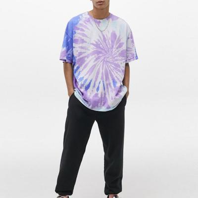 China 100% Cool Cotton Thing Anti-Wrinkle Thing Summer Sleeve Gradient Tie Dye Custom Virgin T-shirt Short Men's Maglietta T-shirt for sale