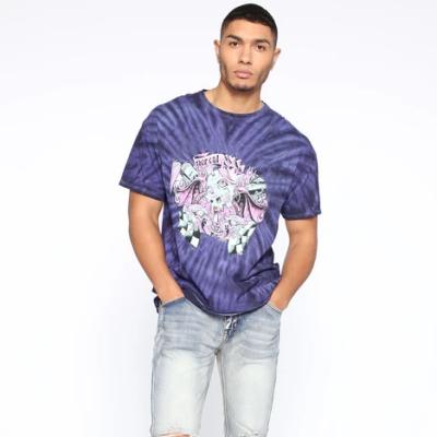 China Anti-Wrinkle OEM T Shirts Tiedye T-shirt 100 Percent Cotton Hit Sports Printed Tee Shirts Loose Tye Dye Hip Hop Shirts for sale