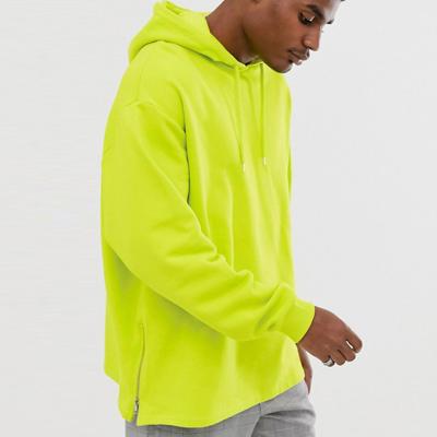 China Guangzhou Supplier Custom Neon Anti-Shrink 100%cotton Hoodie With Zipper On Side Plain Anti-pilling Male Hoodie for sale