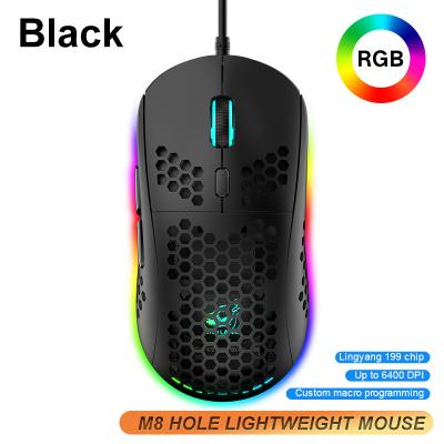 China Free Gaming Wolf M8 Dig Light Luminous E-sports Mouse Peace Elite FPS Hole Mouse Maker Mouse Wholesale for sale