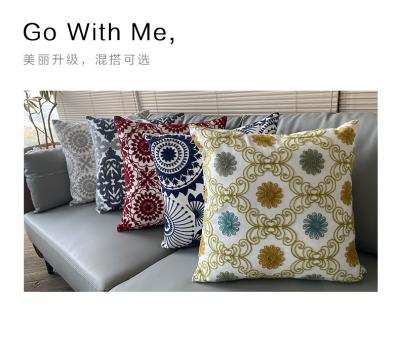 China Factory wholesale 45X45cm PORTABLE cotton canvas luxury fashion sofa cushion European flower embroidery cushion pillow for sale