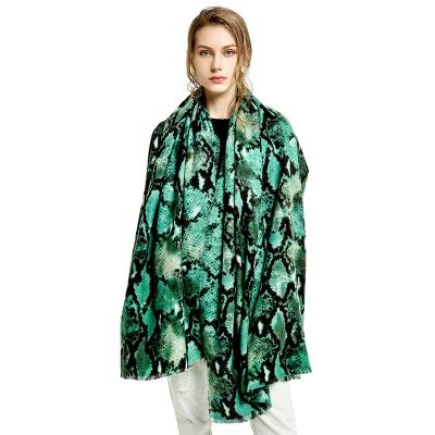 China Fashion NO MOQ 180X90cm Designer Snake 100% Print Acrylic Scarf For Women Winter Custom Scarf for sale