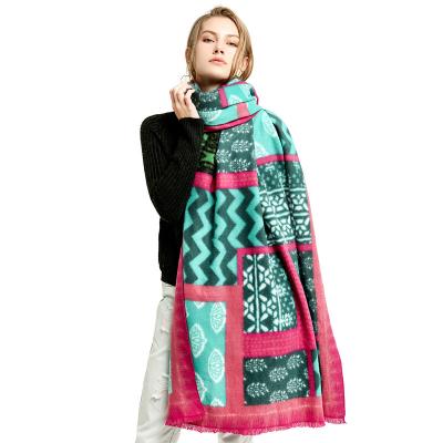 China Fashion Scarf Manufacturer 180X90cm Design Winter Cashmere Scarf Geometric Print Thick Warm Women for sale