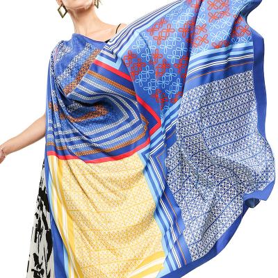 China Thousands of Scarves Styles 140X140cm Square In Store 140X140cm Colorful Bow Print Design Scarf For Women Square Silk Scarf Silk Shawls for sale