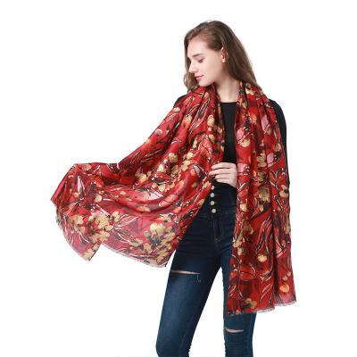 China Plush thousands of styles in scarf maker's store: forest flower and fruit print design shawl scarf for sale