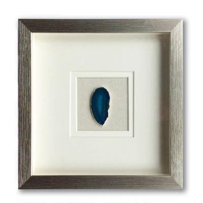 China Modern small size blue glass 3d shadow box agate wall art 25x25cm for sale