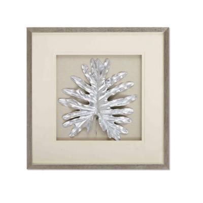 China Wall Art Decor Sliver Natural Leaf Shadow Box Wall Framed Art Home Decoration for sale