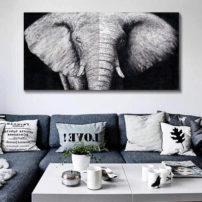 China Wholesale Abstract Elephant Wall Painting Canvas Animal Hand Painted Oil Painting For Living Room for sale