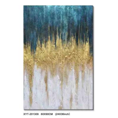 China Handmade Abstract Wall Art 100% Abstract Design Gold Foil Canvas Oil Painting On Canvas Stretched Art for sale