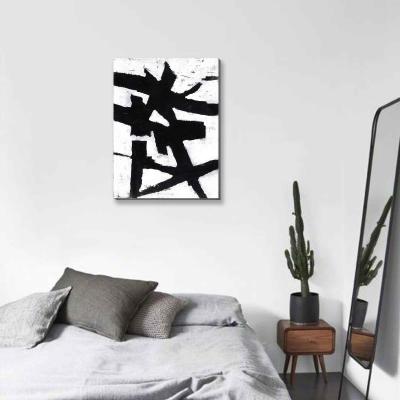 China Modern Home Decoration Black And White Modern Wall Art Oil Painting Handmade Abstract Canvas Painting for sale