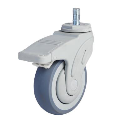 China 3/3.5/4/5 Inch PIVOT Medium Duty Plastic Wire Stem Medical Quiet Caster Wheel With Total Lock Brake for sale