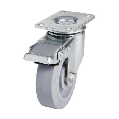 China swivel & 3/3.5/4/5 Inch TPR Rigid Medium Duty Caster Wheel With Metal Total Lock Brake Industrial Caster for sale