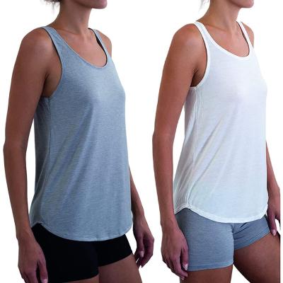 China Breathable Singlet Gym Workout Wear Loose Tank Tops Fitness Women Clothes Soft Casual Custom Breathable Runner Back Sweat Tank Top for sale