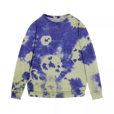 China Cotton Tie Dye Long Sleeve Unisex Oversized 100% Vintage Logo Sweatshirt Custom Made Tee Shirt Pullover for sale