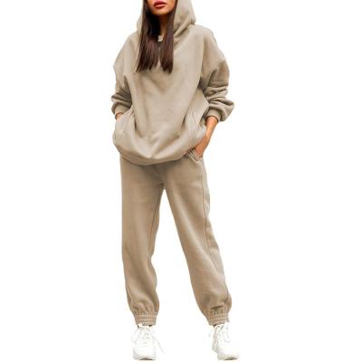 China Breathable Women Hoodies Tracksuit Long Sheath Hooded Joggers Matching Sweatpants 2 Piece Sweatsuit Sets for sale